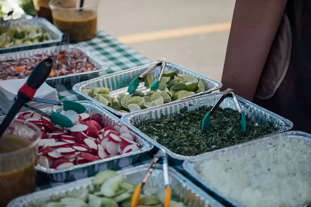 A spread of catered food at a corporate event